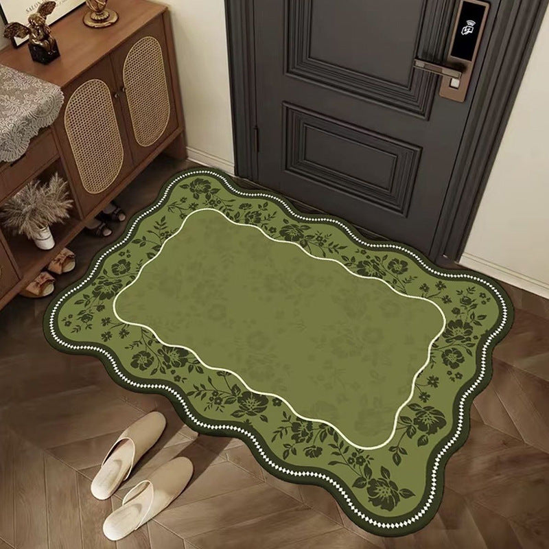 Floral Print Scalloped Area Mat