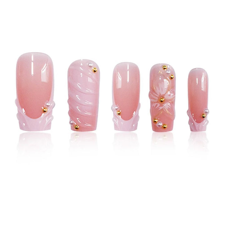 Decorative Press-On Nail Art Set with Rhinestone Accents Bowlift