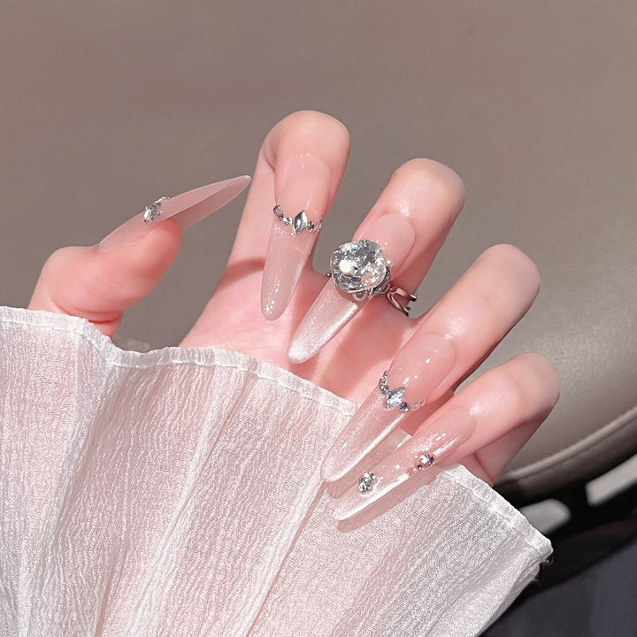 Luxury Glittery Stiletto Nail Extensions Bowlift