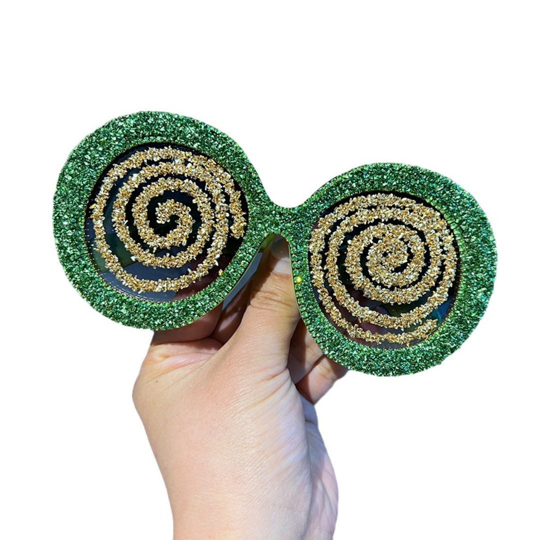 Women's Statement Sunglasses with Spiral Glitter Design Bowlift