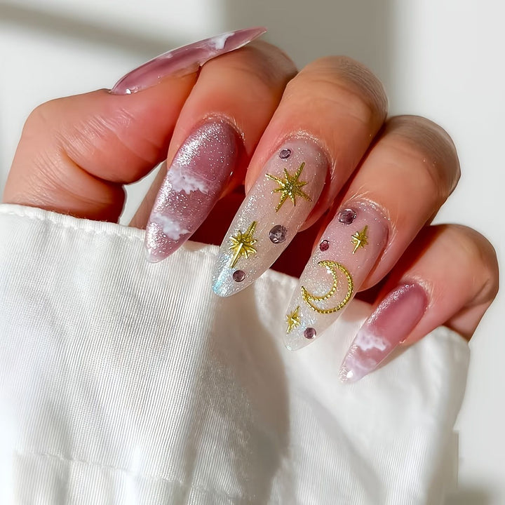 Celestial-Themed Decorative Press-On Nails Bowlift