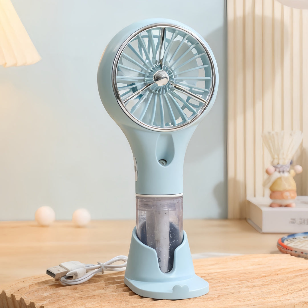 Women Portable Spray Fan with USB Charging Function and Ergonomic Handle Bowlift