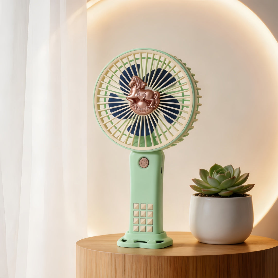 Ladies portable hand fan with creative horse design Bowlift