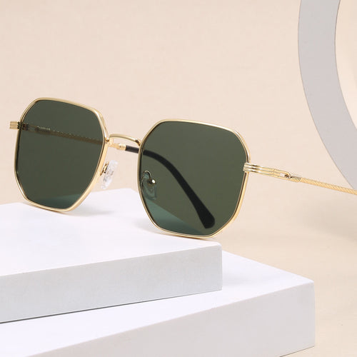 Ladies extravagant geometric sunglasses with striking metal frame Bowlift
