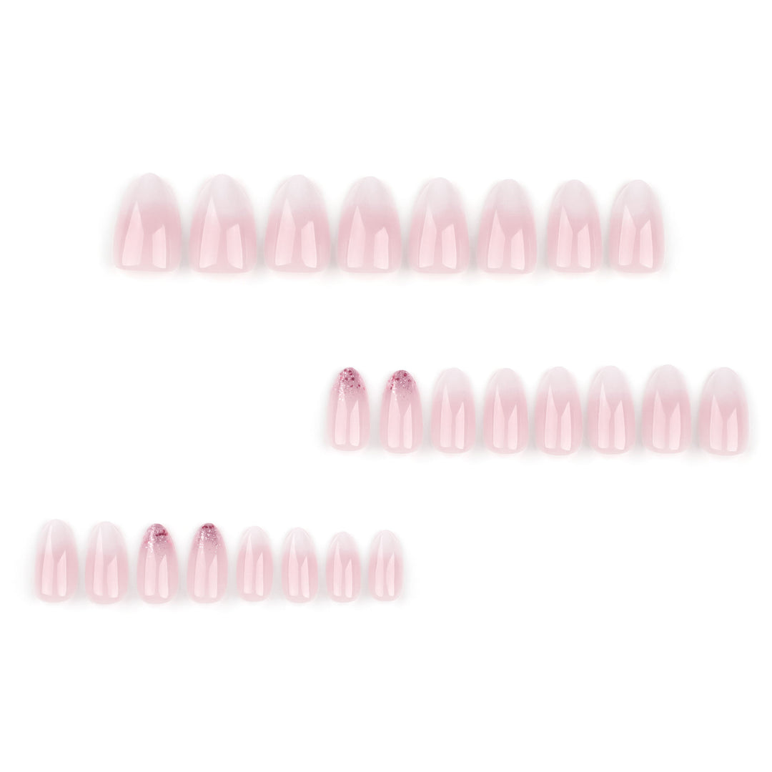 Artful Nail Extensions with Glitter Decoration and Ombre Effect Bowlift