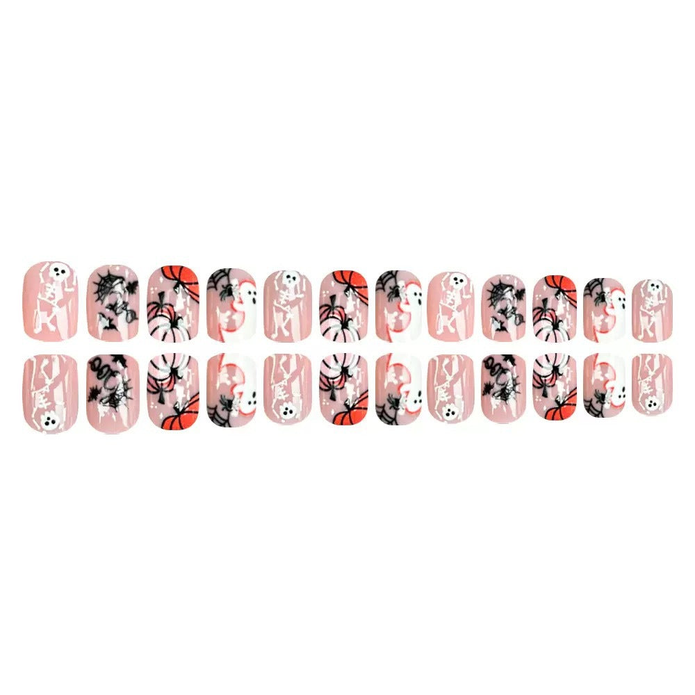 Halloween Artificial Nail Set with Creepy 3D Designs and Spider Decorations Bowlift