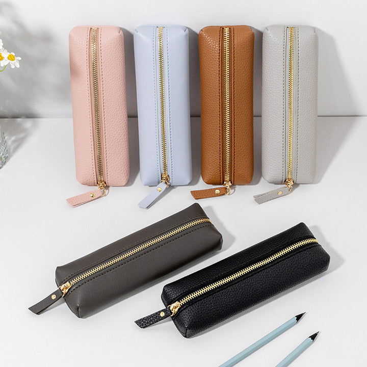 Premium Leather Zippered Pencil Case Bowlift