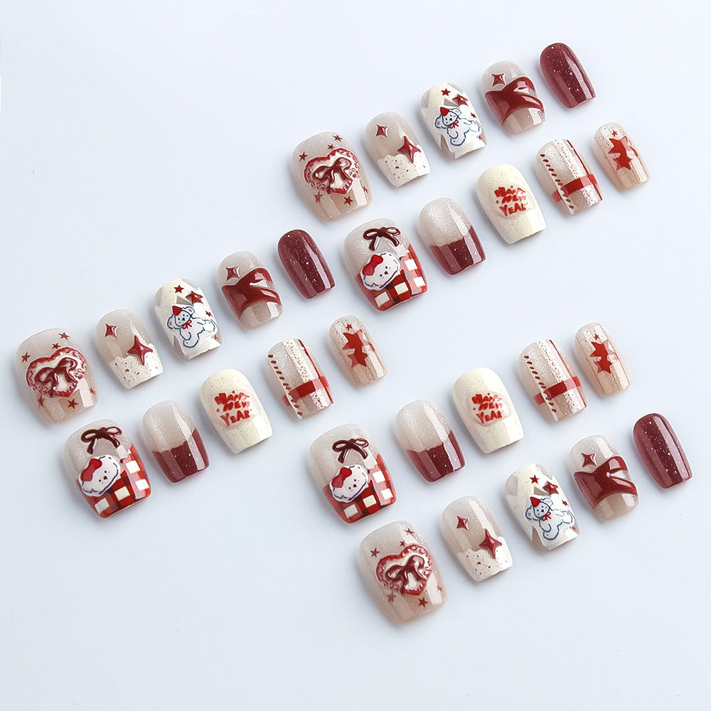Festive Winter-Themed Press-On Nails Bowlift