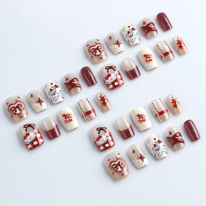 Festive Winter-Themed Press-On Nails Bowlift