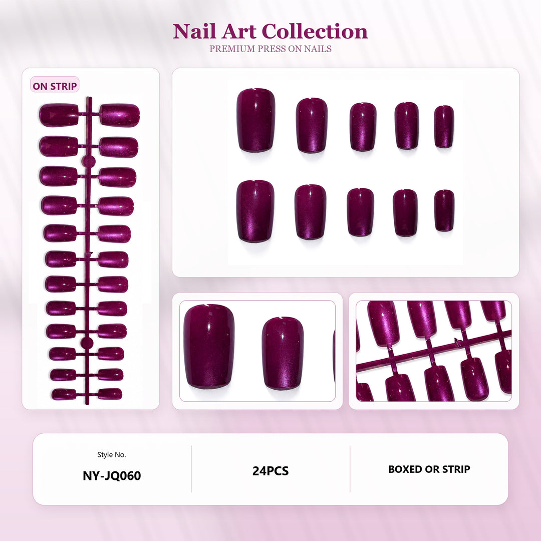 Premium Press-On Nails with Metallic Shine Bowlift