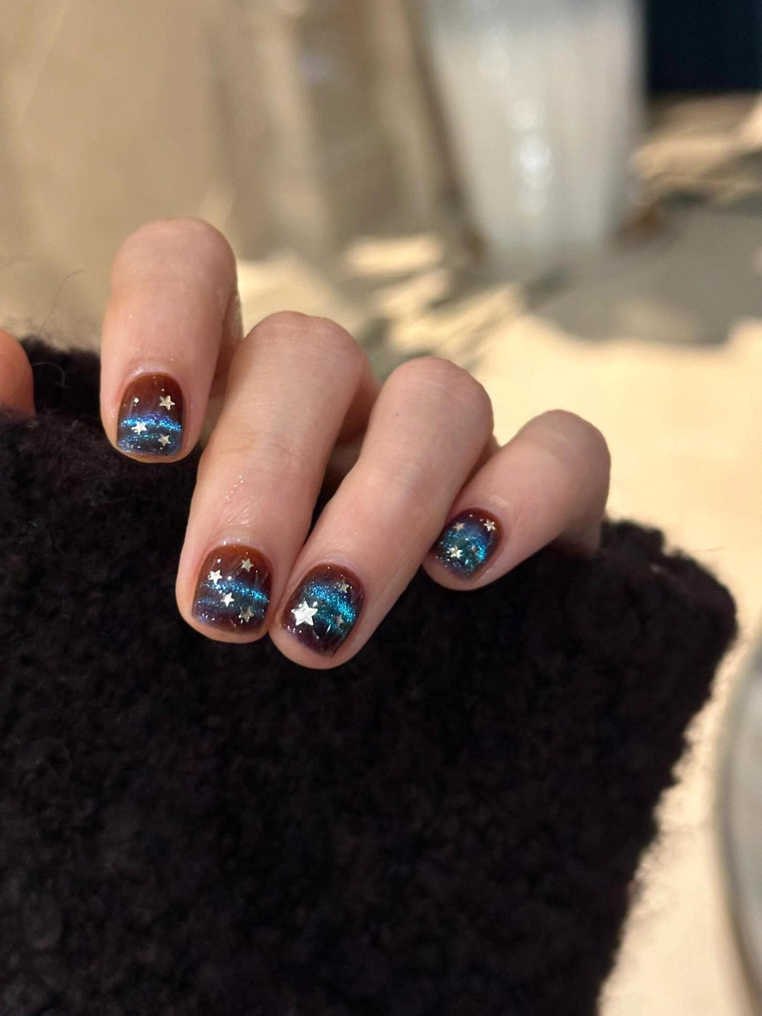 Glamorous Art Nails with Sparkling Star Design Bowlift