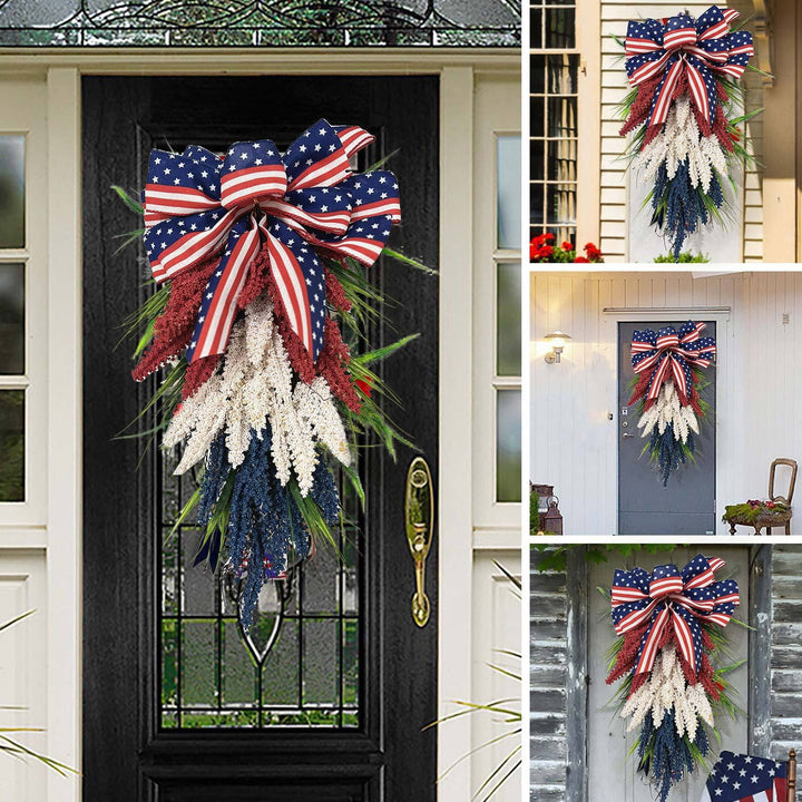 Unisex nan more patriotic door decoration swag with bow and intricate berry branches Bowlift