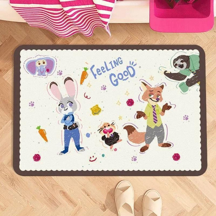 Cartoon Character Plush Mat for Interiors