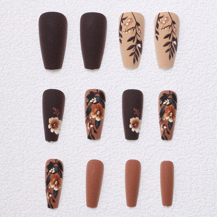 Elegant Floral Matte Press-On Nails Bowlift