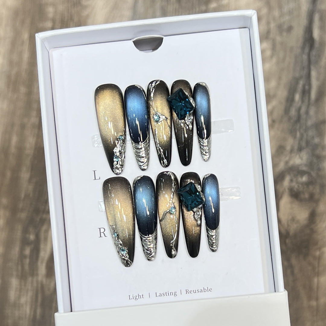 Stiletto Nail Art Set with Galactic Design Bowlift