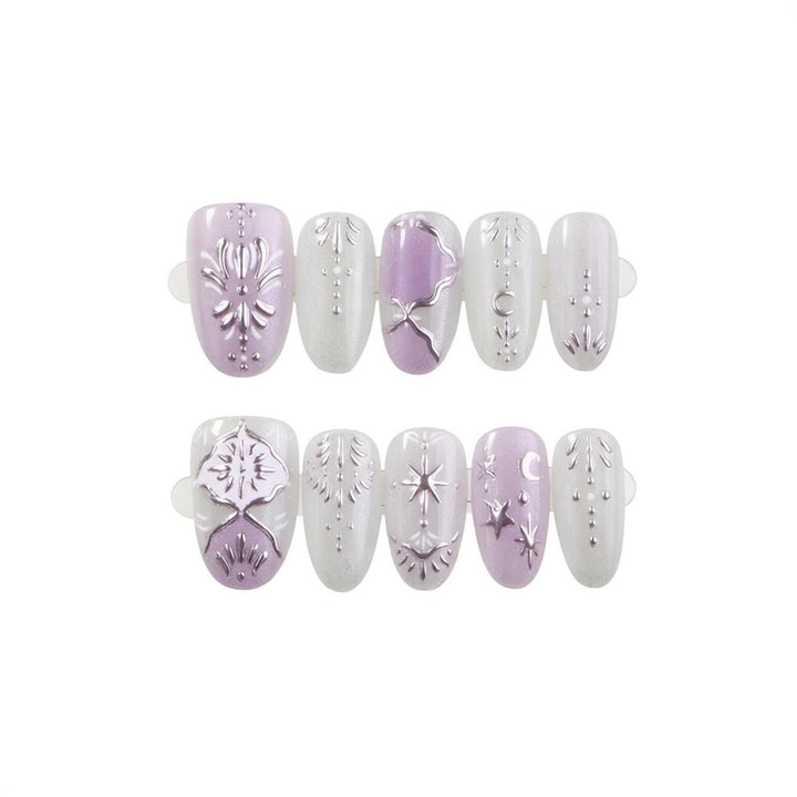 Decorative Metallic Press-On Nail Art Set Bowlift