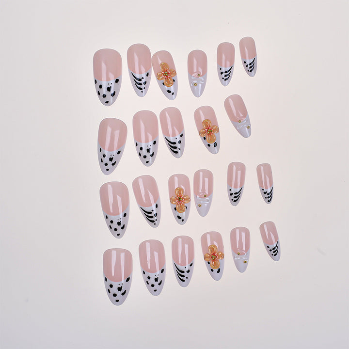 Artistic Flower-Embellished Press-On Nails Bowlift