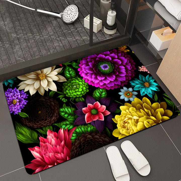 Floral Design Memory Foam Bath Mat Bowlift