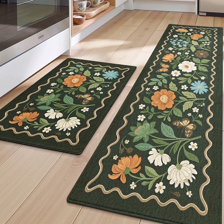 Floral Patterned Kitchen Mat Set Bowlift