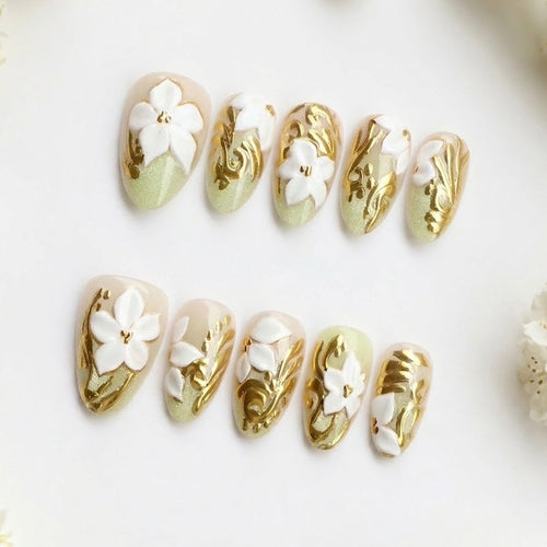 Decorative Floral Press-On Nail Set Bowlift 1788497824