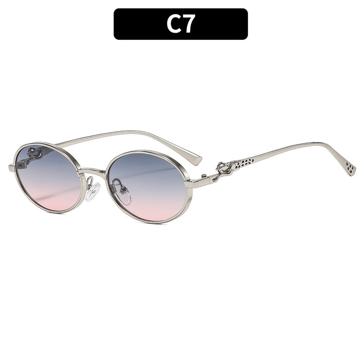 Stylish Round Sunglasses with Unique Metal Accents