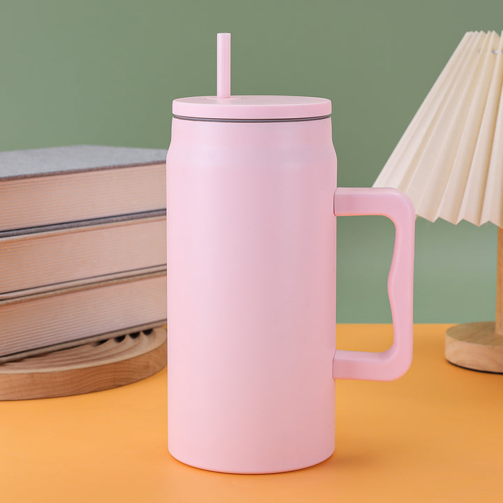 Women's reusable drinking cup with straw and ergonomic handle Bowlift