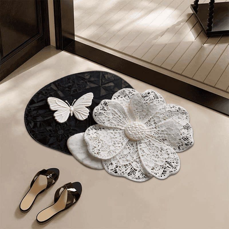 Decorative 3D Rose and Butterfly Mat