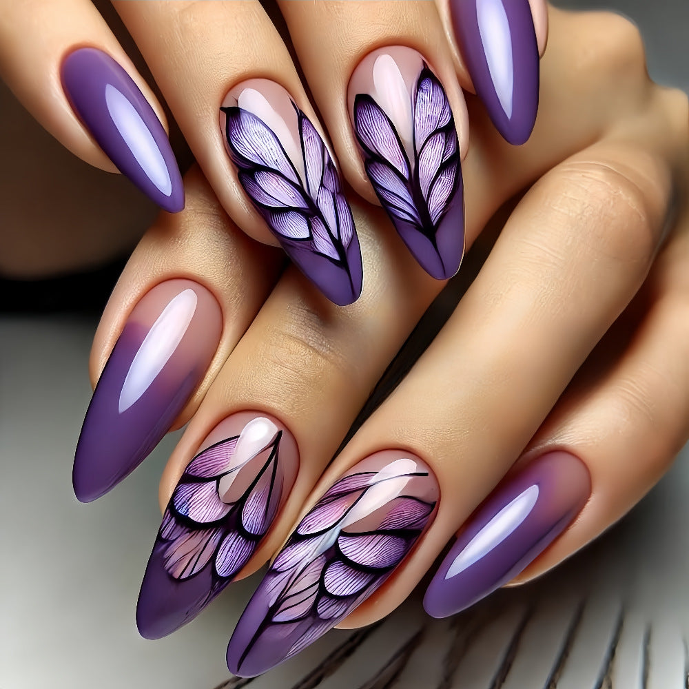 Artificial nails with an elegant floral pattern Bowlift