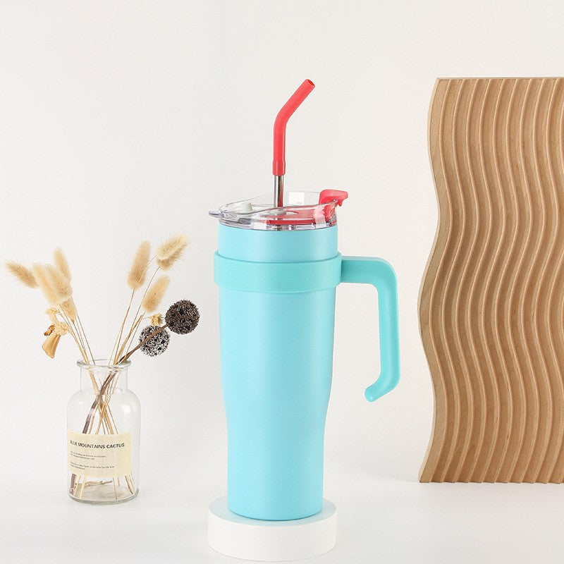 Women's insulated cup with straw and ergonomic handle Bowlift