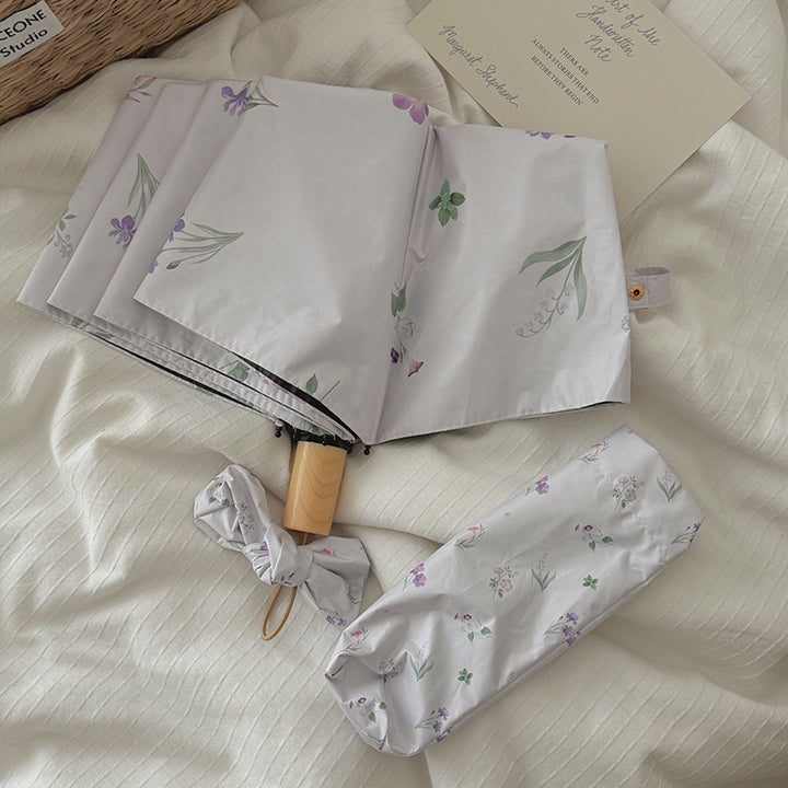 Ladies Folding Umbrella with Elegant Flower Design Bowlift