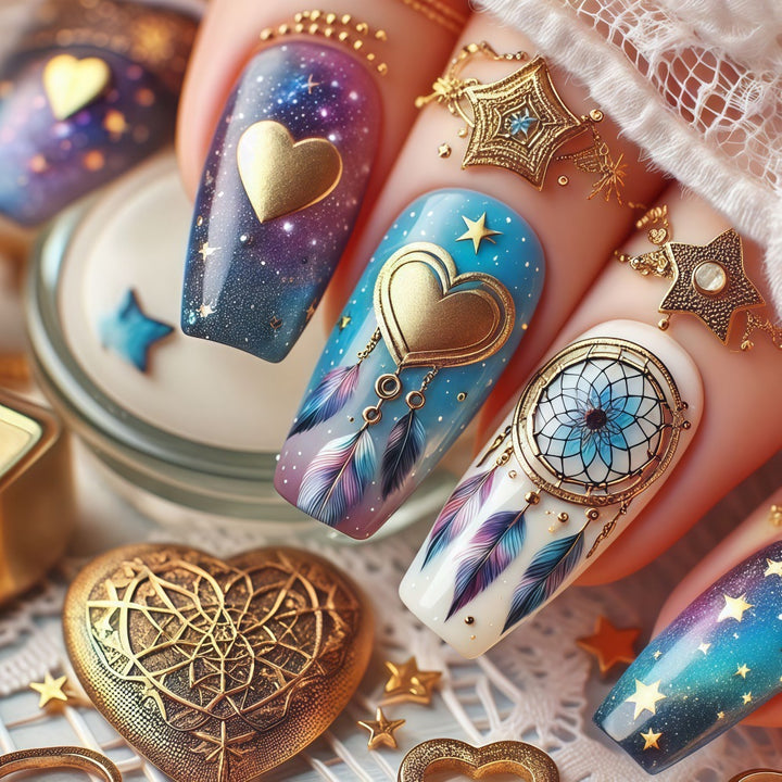 Dreamcatcher motif artificial nails Bowlift