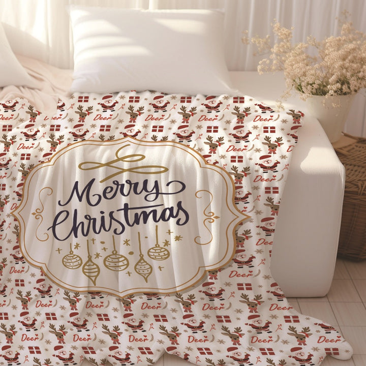Festive Holiday-Themed Fleece Throw Blanket