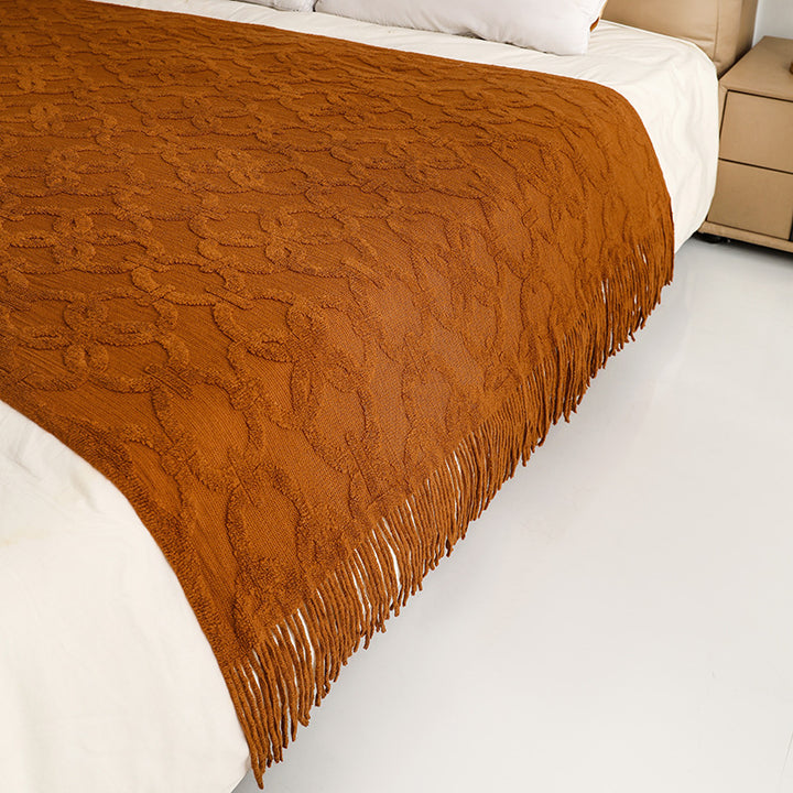 Textured Fringe Throw Blanket