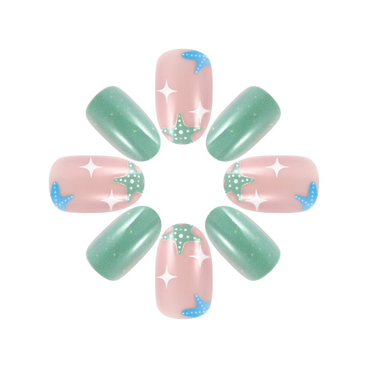 Artistic Ocean-Themed Press-On Nails Bowlift