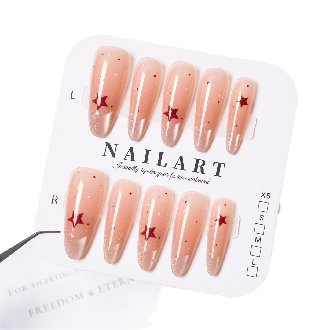 Long Stiletto Press-On Nails with Star Accent Bowlift