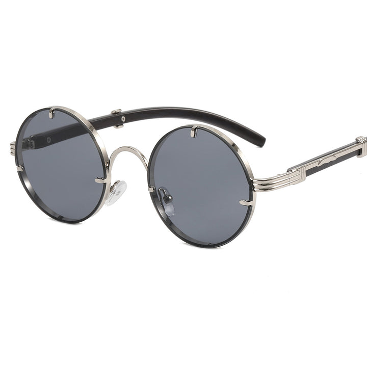 Ladies round sunglasses with luxurious wooden frame and golden accents Bowlift