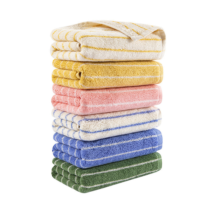Women's Velour Bath Towel with Striped Design Bowlift