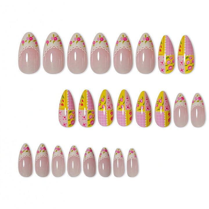 Decorative Floral Press-On Nail Art Bowlift