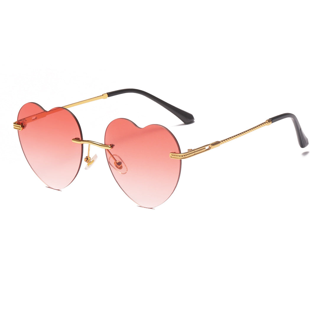 Women's Heart-Shaped Sunglasses with Mirrored Lenses and Gold Frame Bowlift