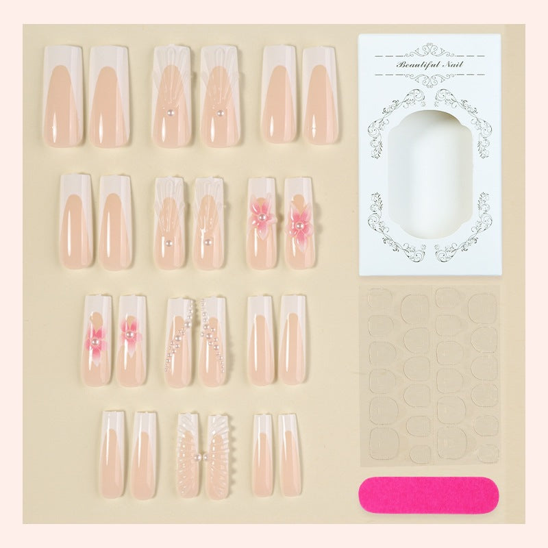 Artificial nail set with elegant flower and glamour decorations Bowlift
