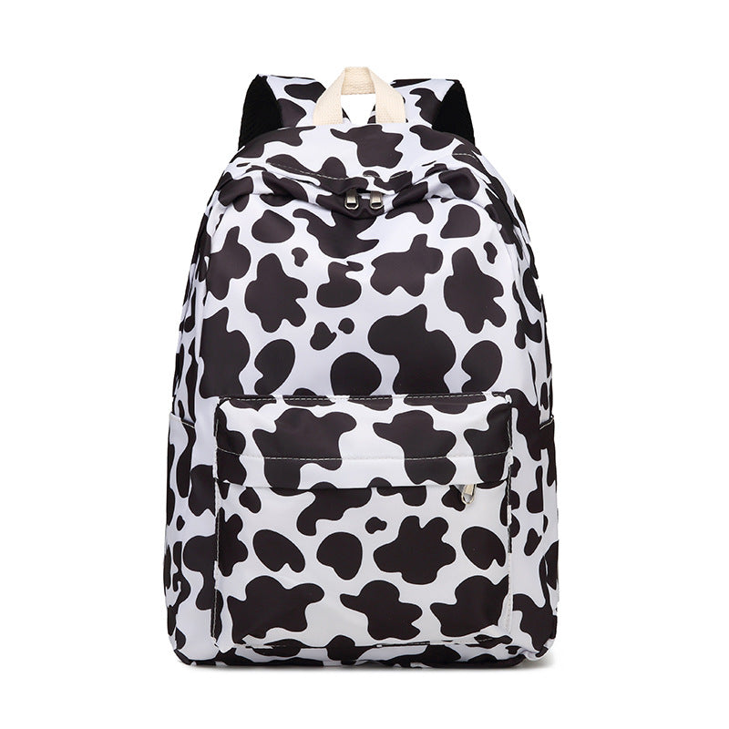 Stylish Cow Print Backpack and Accessory Set Bowlift