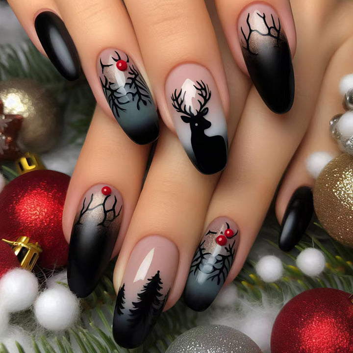 Artificial nails in festive reindeer design Bowlift