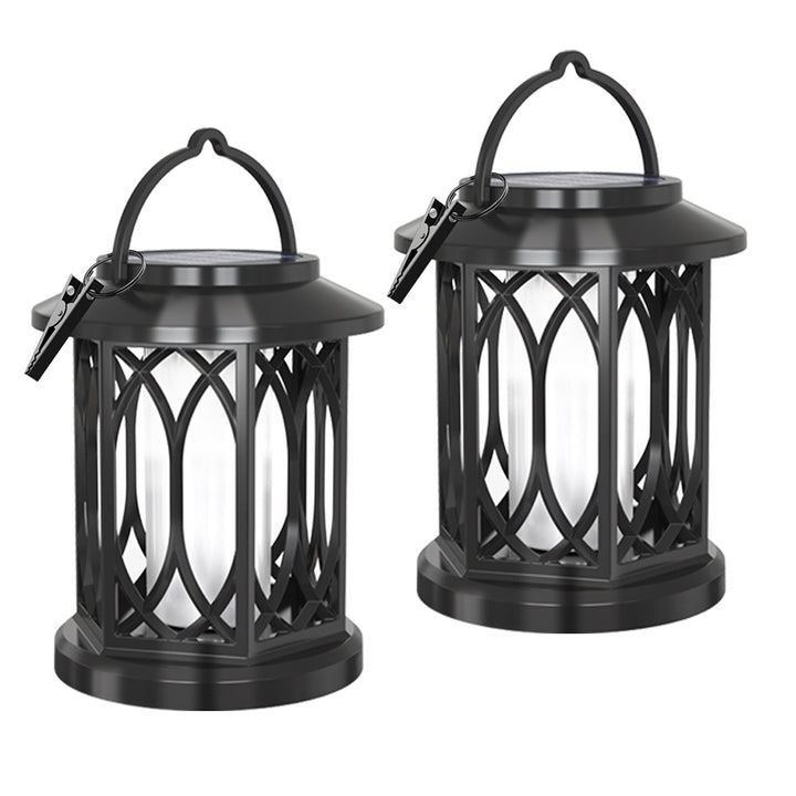 Decorative Solar Hanging Lantern With Metal Lattice Panels Bowlift