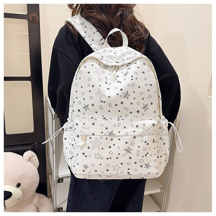Backpack with Sparkling Star Motif and Charming Pendant Bowlift