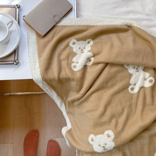 Unisex plush blanket with cute bear designs Bowlift