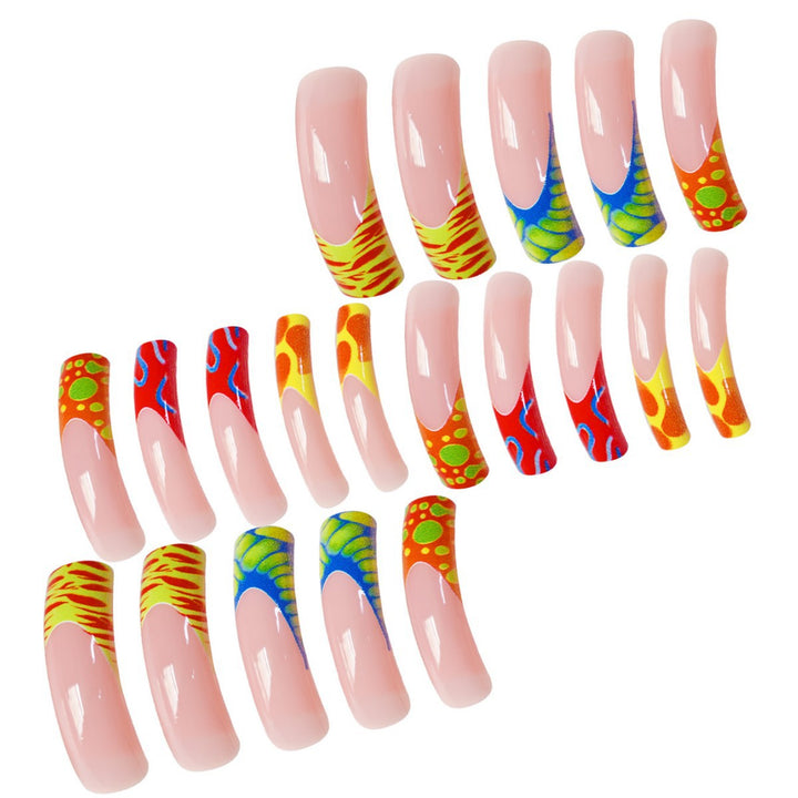 Colorful Artistic Long Nail Enhancements Bowlift