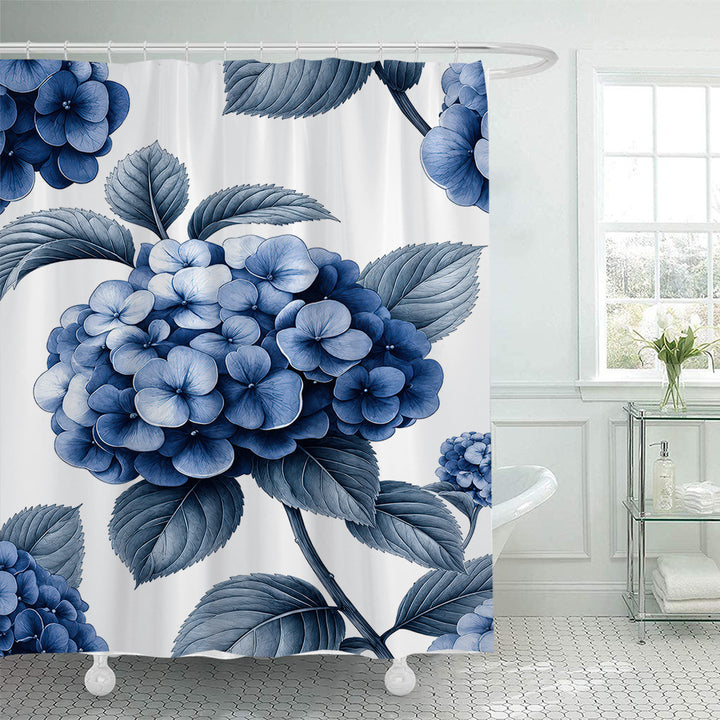 Floral Hydrangea Pattern Shower Curtain Bowlift