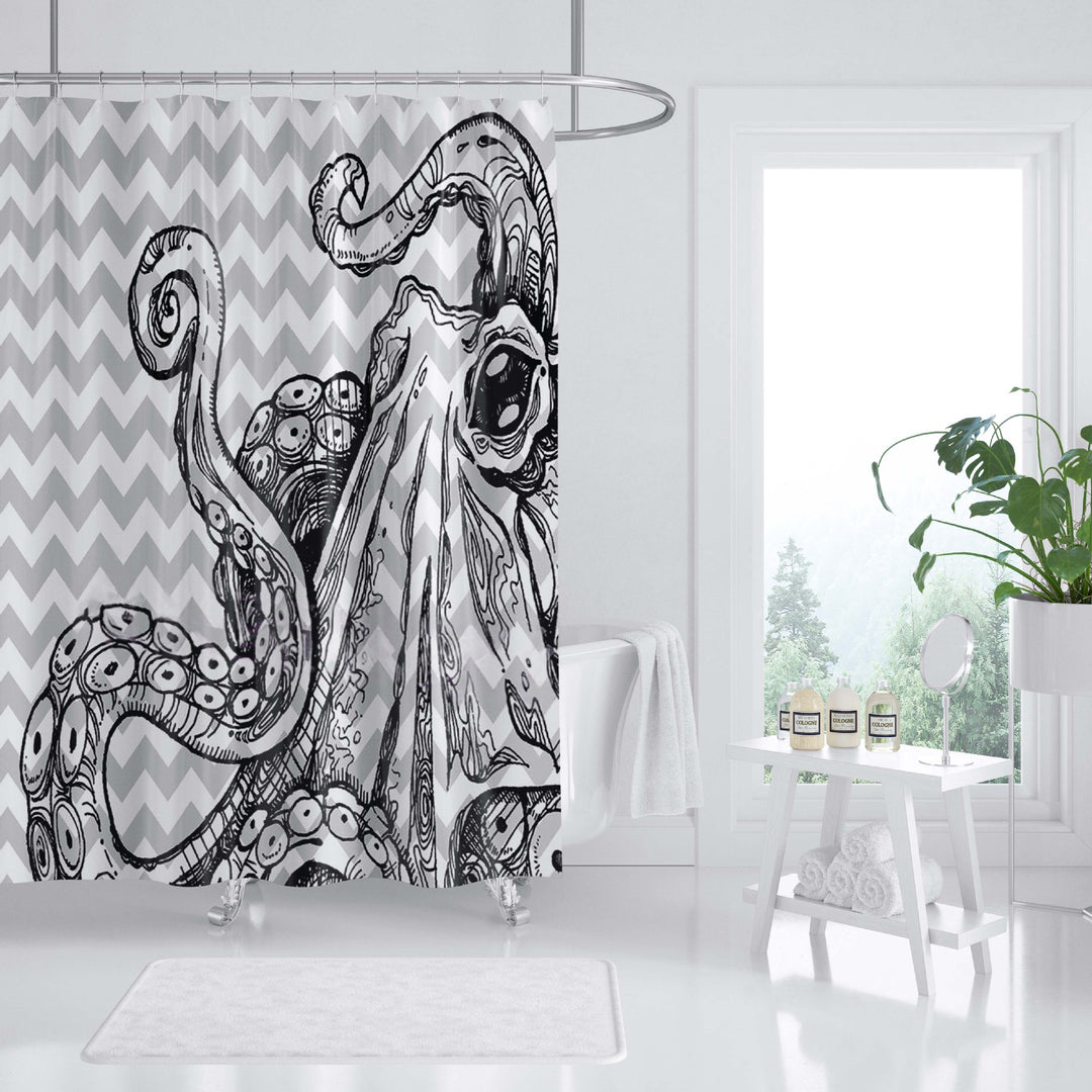 Ocean-Themed Art Shower Curtain Bowlift