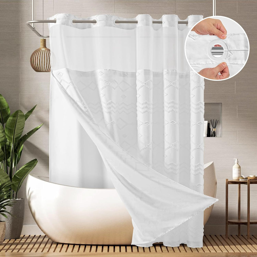 Textured Geometric Shower Curtain Bowlift