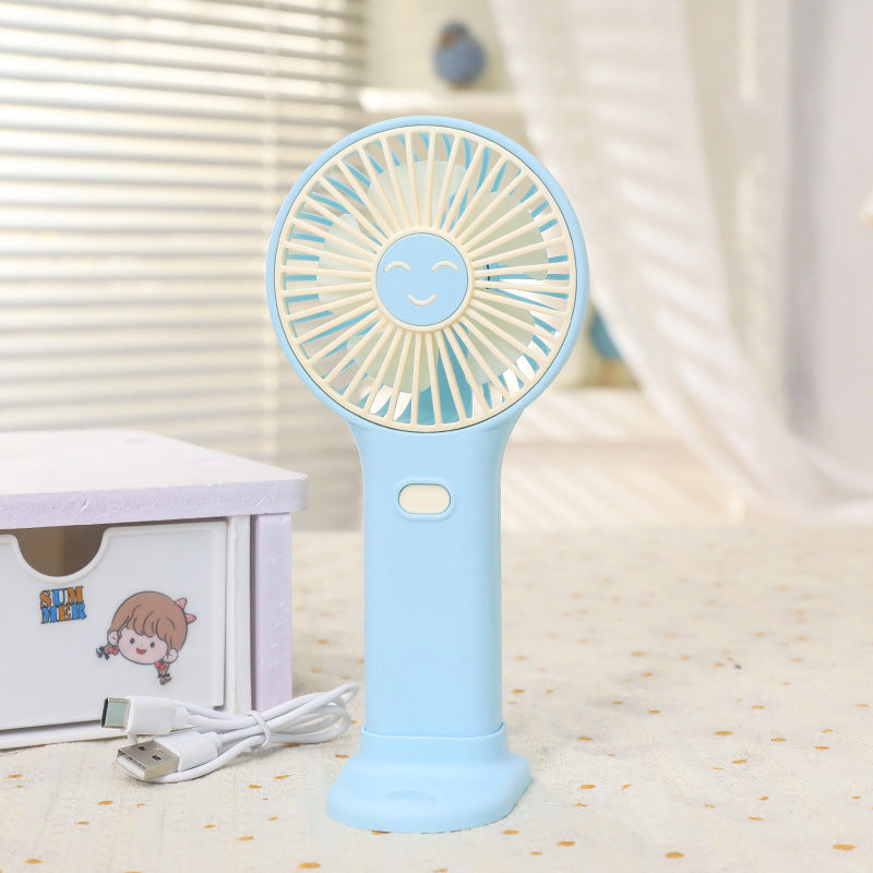 Ladies Portable Hand Fan with Cute Smiley Design Bowlift